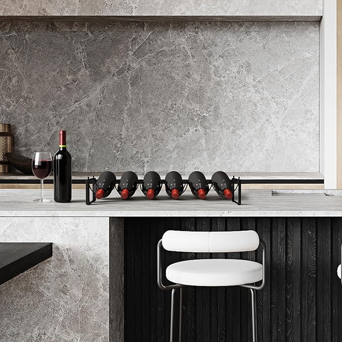 TONLEA 4 Tier Wine Rack - 3-in-1, Stackable, 24-Bottle Wine Storage Rack with Wood Top for Cabinet or Pantry (Dark Black, Version 3.0)