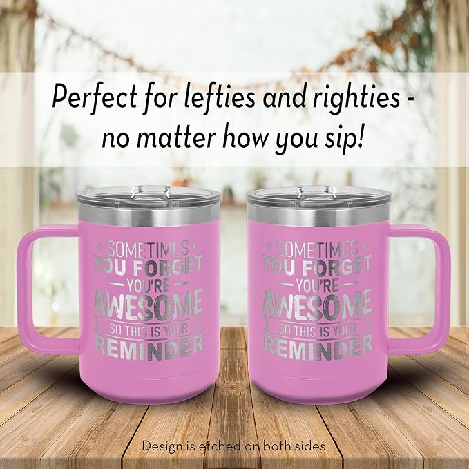 Spotted Dog Company Inspirational Travel Coffee Mug, Inspirational Gifts for Men Dad Father Wife Sister Women, Birthday For Him Her, You?셱e Awesome Tumbler, Teacher Coworker Gifts 15oz Light Purple