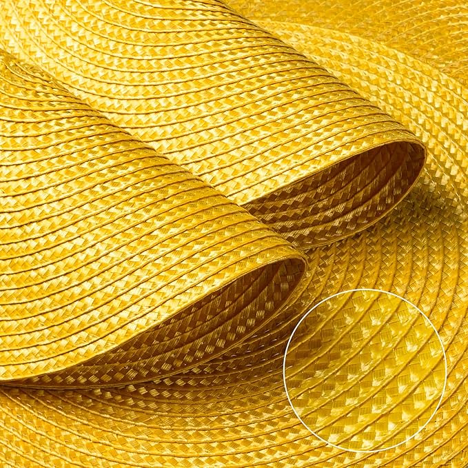 FunWheat Round Braided Placemats Set of 6 Place Mats for Dining Tables Woven Washable Non-Slip Table mats Small 13 inch(S Yellow, 6pcs)