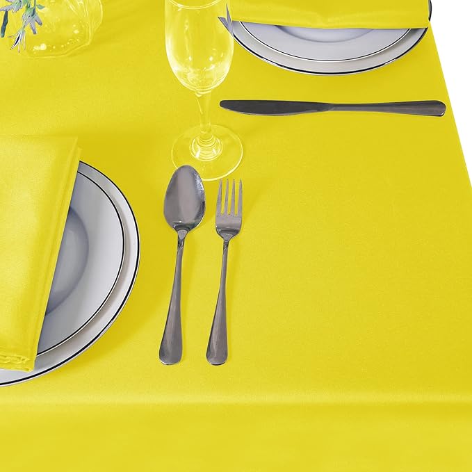 Cupuamon Square Tablecloth 52x52 inch Washable Polyester Fabric Table Cloth for Wedding Party Dining Banquet Decoration(52x52,Yellow)