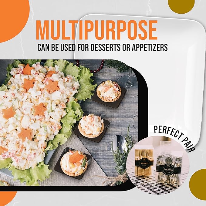 Exquisite Tiny Mini Dessert Plates Disposable Appetizer Plates - 1440 Pack 2.4 In. x 2.4 In. Black Dessert Plates - Small Plastic Disposable Dessert Plates are BPA Free - Wedding Dessert Plates
