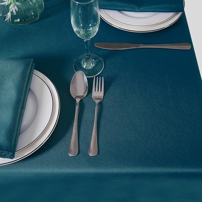 CupuamonSquare Tablecloth 70x70 inch Washable Polyester Fabric Table Cloth for Wedding Party Dining Banquet Decoration(70x70,Peacock Blue)