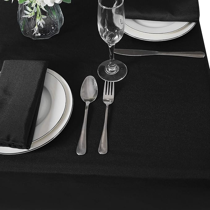 Cupuamon Square Tablecloth 90x90 inch Washable Polyester Fabric Table Cloth for Wedding Party Dining Banquet Decoration(90x90,Black)