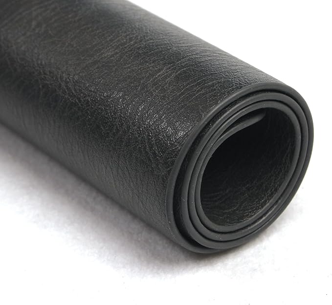 Faux Leather Soft Placemats with Rounded Corners for Kitchen Set of 6,Wipeable Reusable Place Mats,Waterproof&Stain Resistant Table Mats,Washable Heat-Resistant Non-Slip(Black-Grey)
