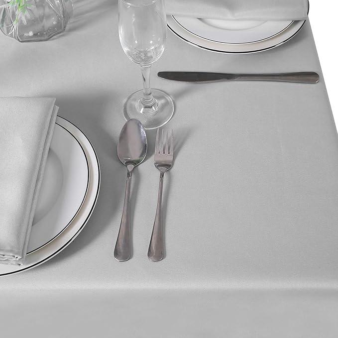 Cupuamon Square Tablecloth 90x90 inch Washable Polyester Fabric Table Cloth for Wedding Party Dining Banquet Decoration(90x90,Silver)