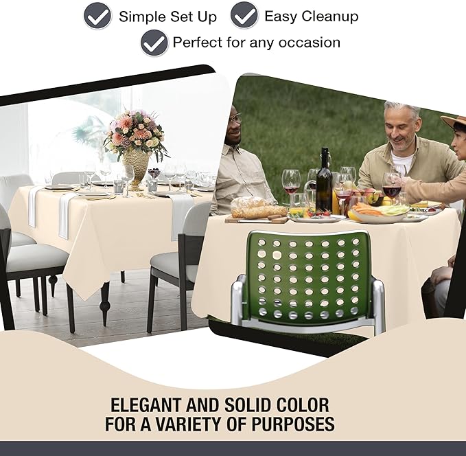 Party Solids 12-Pack Ivory Square Plastic Disposable Tablecloth ??Size: 70 횞 70 Inches ??Square Table Cover for Parties, Picnics & Formal Events