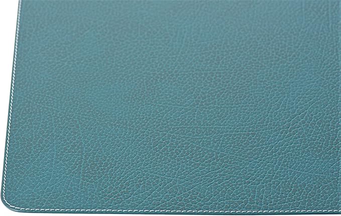 Nikalaz Set of 6 Placemats Made of Recycled Leather (18"x13", Petroleum Green)