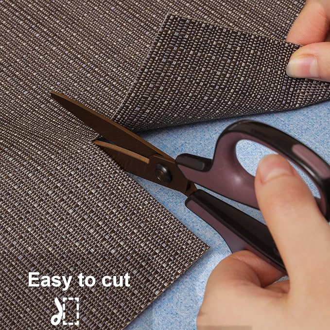 Myir JUN Placemats Set of 8, Vinyl Woven Placemats Place Mats Indoor Set of 8 Washable Table Mats Non-Slip Place mats for Dining Table (Coffee, Set of 8)