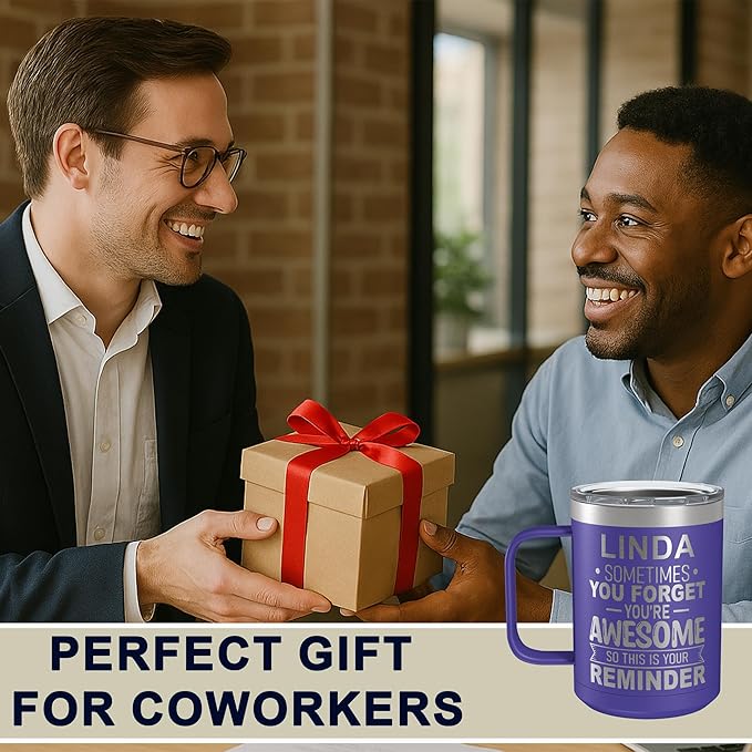 Personalized Inspirational Travel Coffee Mug, Inspirational Gifts for Men Dad Wife Sister Women, Custom Birthday For Him Her, Customized You?셱e Awesome Tumbler, Teacher Coworker Gifts 15oz Purple