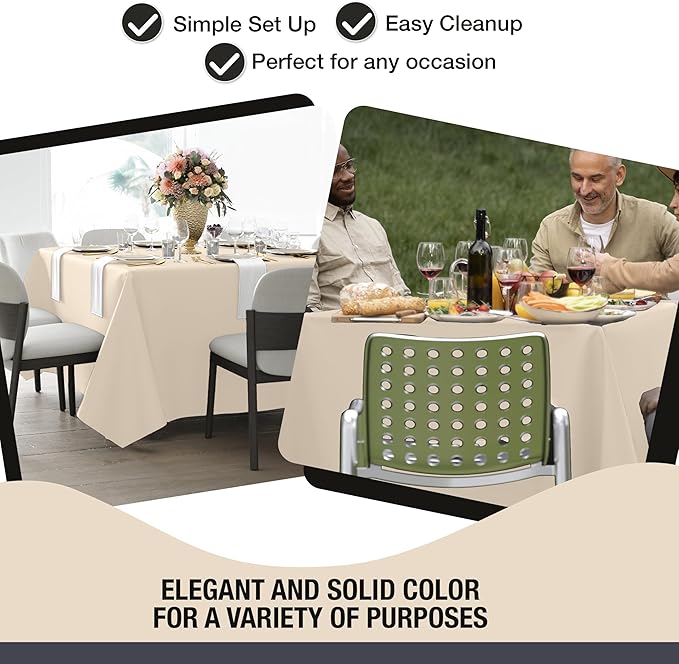 Party Solids 12-Pack Ivory Square Plastic Disposable Tablecloth ??Size: 85 횞 85 Inches ??Square Table Cover for Parties, Picnics & Formal Events
