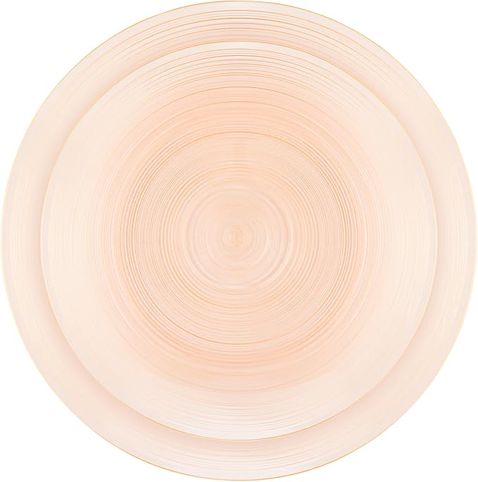 PLASTICPRO 32 Pieces Crystal Design Plastic Plates Combo Pack 7 inch and 10 inch Elegant Disposable Plates, Transparent Peach
