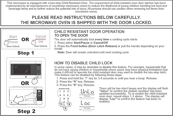 GE Countertop Microwave Oven, Compact 0.7 Cubic Ft., 700-watt Capacity, 6 Auto Cooking Settings, Child-Lock Technology, Kitchen Essentials for the Countertop, Dorm Room or Apartment, Black