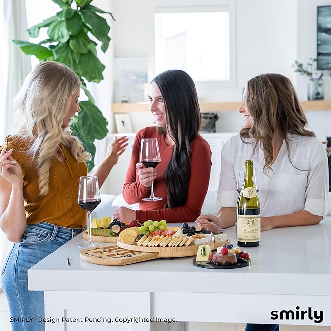 SMIRLY Charcuterie Boards Set - Large Bamboo Cheese Board Set - House Warming Gifts New Home, Wedding Gift for Couple, Bridal Shower Gift, Birthday Gifts for Women