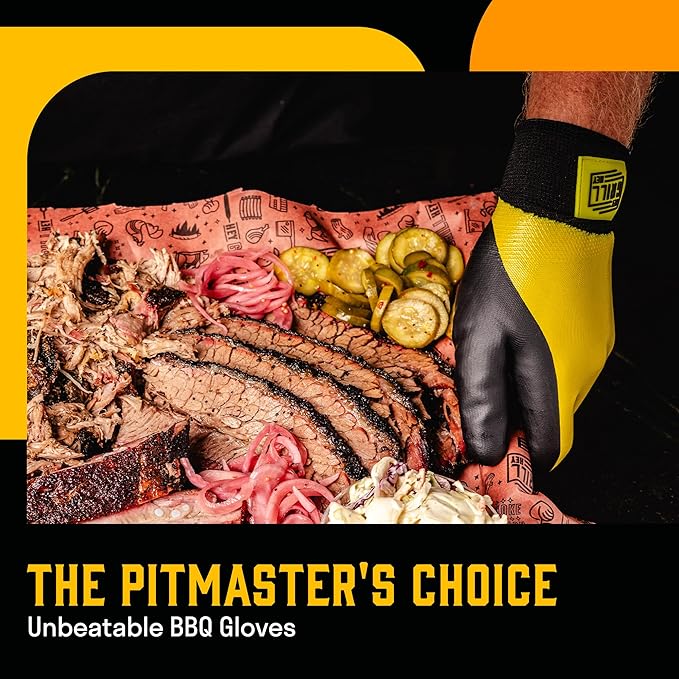 Hey Grill Hey Pitmaster Gloves | BBQ Gloves | Heat Protection up to 500째F or 260째C | High Temp Resistance | Fireproof Glove for Grilling Smoking Barbecue | Washable Mitts | Waterproof | Size - Medium