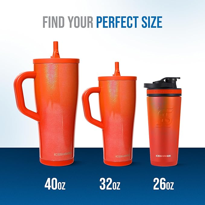 Ice Shaker 32 oz Tumbler with Handle and Straw | 32oz Show Girl | Cold for 30+ Hours | 2-in-1 Tumbler Shaker Bottle | Odor-Free 32 ounce Bottle for Water, Protein Shakes, Smoothies, Cocktails