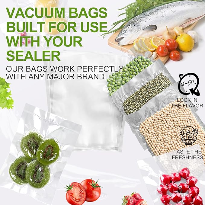 W&Y 100 Single-Ply Vacuum Sealer Bags (8"x12" Quart) ??Pre-Separated, Commercial Grade, BPA Free for Food Storage, Sous Vide & Meal Prep ??1 Pack (100 Count)
