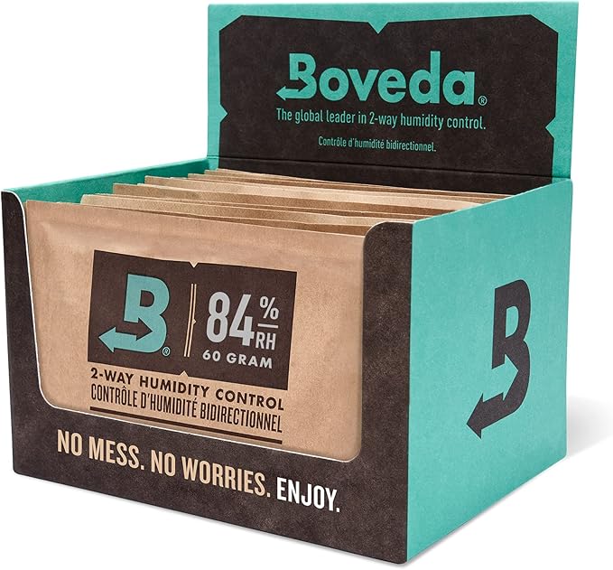 Boveda For Seasoning Two-Way Humidity Control Packs ??84% RH to Season Wood Humidifier Boxes ??Size 60 ??12 Pack ??Individually Wrapped Seasoning Packets