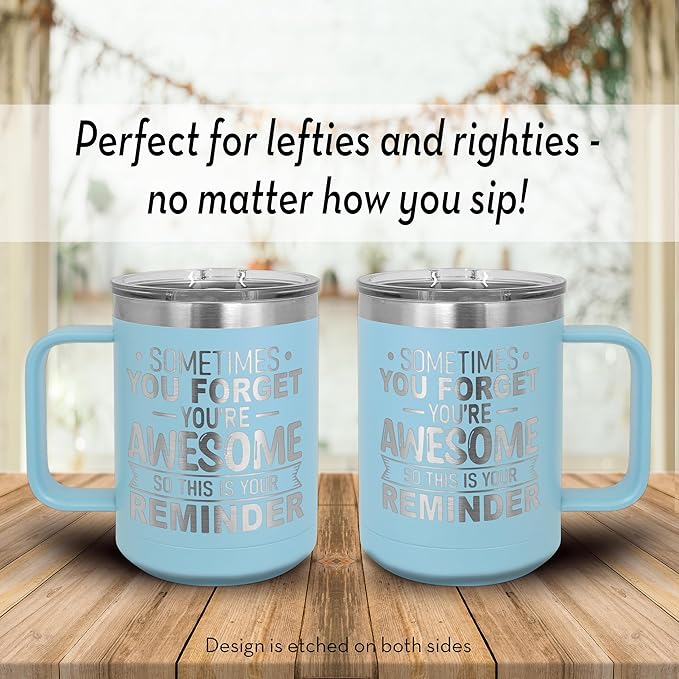 Spotted Dog Company Inspirational Travel Coffee Mug, Inspirational Gifts for Men Dad Father Wife Sister Women, Birthday For Him Her, You?셱e Awesome Tumbler, Teacher Coworker Gifts 15oz Light Blue
