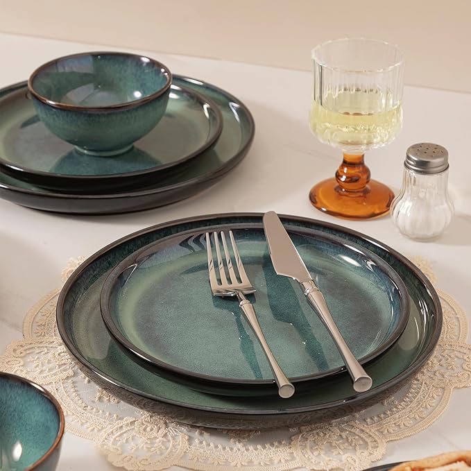 Dinnerware sets plates and bowls sets modern plates,Ceramic Dinnerware Sets,12 Pieces Porcelain Lightweight Plates,Scratch Resistant Dish Set (style - 7, 4 - Set (12pcs))
