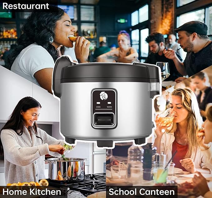 13L Commercial Rice Cooker & rice warmer 60 CUPS Cooked Rice(30-CUPS RAW RICE)| 1350W Fast cooking | Auto turn warming | Large Capacity Rice Cooker for Restaurant (Black)