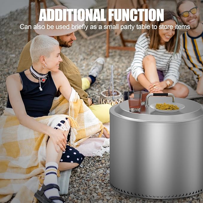 LS'BABQ Fire Pit Lid with Handle Fire Pit Cover Replacement for Solo Stove Yukon 27'' Stainless Steel Portable Firt Pit with Waterproof Cover Accessories for Outdoor Camping and Party