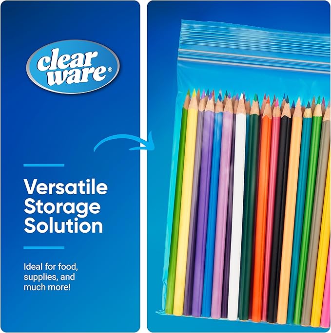 Gallon Freezer Bags, Double Zipper Seal - 200 Count, (4 Packs of 50) Thick Plastic Storage Bags - Reusable Gallon Storage Bags for Food Storage, Meat, Vegetables, Fruit - Microwave-Safe, BPA Free