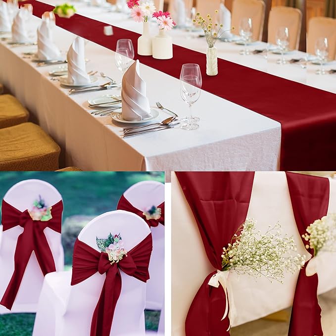 ANECO 4 Pack Satin Table Runner 12 x 108 Inch Long Bright Silk and Smooth Fabric Party Table Runner for Wedding Banquet Party Decoration