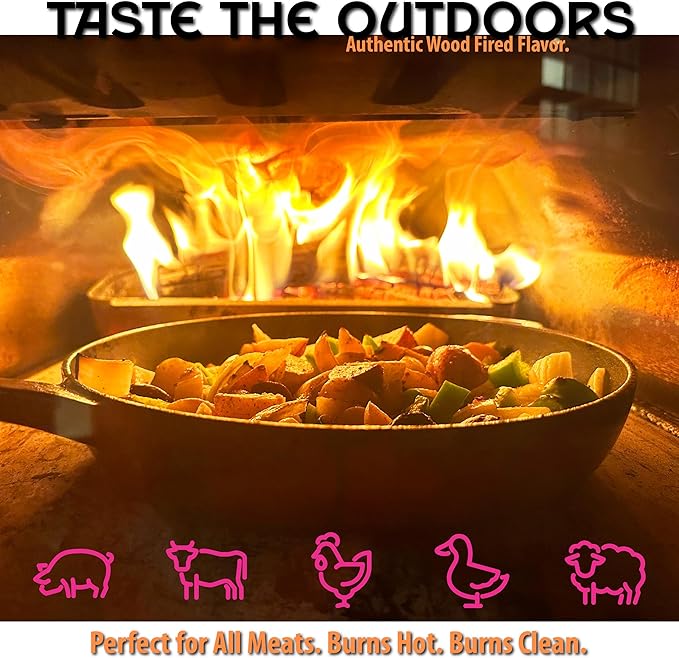 FiveOaks Firewood Pizza Oven Wood Kiln Dried Mini Split Hickory 8" inch Long for Cooking,Pizza Wood for Grilling or Smoking 1,248 cu. in. of Hickory