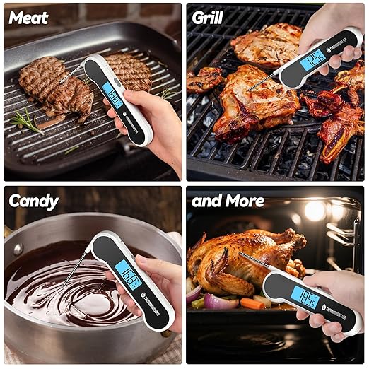 0.5 Sec Instant Read Meat Thermometer Digital with 짹0.5??Precision, Food Thermometer for Cooking Kitchen Gadgets, Oven Grill Candy BBQ Essentials Accessories, Gifts for Him Dad Men Birthday, White