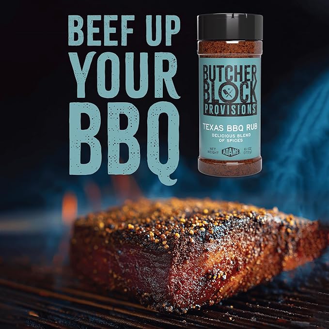 Butcher Block Provisions - Texas BBQ Rub - Delicious Blend of Spices - Sea Salt, Black Pepper, Garlic, Onion, Paprika & Red Pepper Seasoning - 6.1 oz