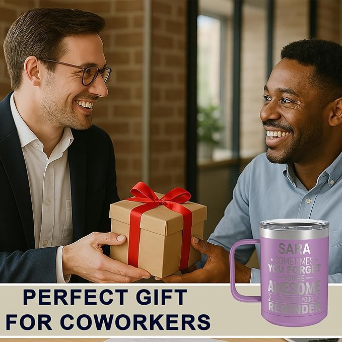 Personalized Inspirational Travel Coffee Mug, Inspirational Gifts for Men Dad Wife Sister Women, Custom Birthday For Him Her, Customized You?셱e Awesome Tumbler, Teacher Coworker Gift 15oz Light Purple