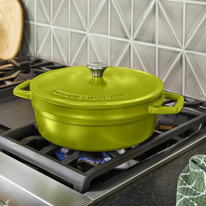 All American 1930 - Dutch Oven - The Saucier Set, Kelp Green - 5.5qt Capacity - Perfect for Sauces, Soups & Simmering - Non Stick & PFAS Free - Made in the USA