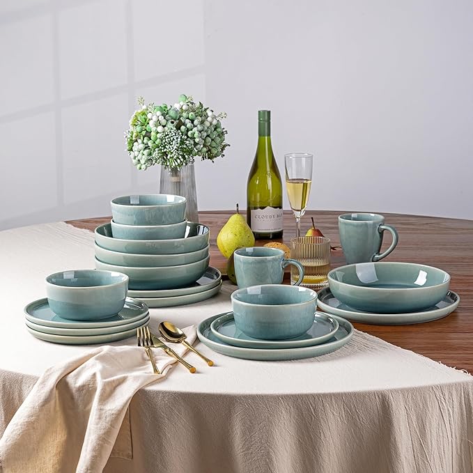 GBHOME 8.75'' Large Ceramic Pasta Bowls, 38oz Stoneware Pasta Serving Bowls Set of 4 for Kitchen, Wide Bowls for Fruit,Pasta,Salad,Oatmeal,Meal, Microwave Safe, Reactive Glaze