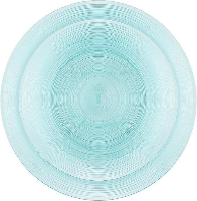 PLASTICPRO 32 Pieces Crystal Design Plastic Plates Combo Pack 7 inch and 10 inch Elegant Disposable Plates, Transparent Aqua Blue