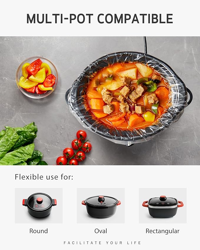 Syntus Crock Pot Liners, 60 Count 14" x 22" Extra Large Size Slow Cooker Liners Fits 6-10 Quart Pots, Disposable Cooking Bags Suitable for Oval & Round & Retangular Crock Pot