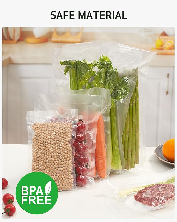 Syntus Vacuum Sealer Bags for Food, 300 Quart 8" x 12" and Pint 6" x 10" Commercial Grade PreCut Bag, BPA Free Food Vac Bags for Storage, Meal Prep or Sous Vide