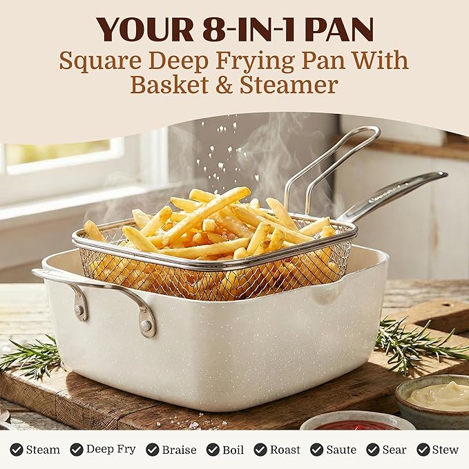 Granitestone 20 Pc Ceramic Cookware Set Nonstick, Complete Pots and Pans Set Non Stick for Kitchen with 5 Pc Bakeware Set, Deep Frying Pan Set, & Steamer, Non Toxic PFOA Free, Oven & Dishwasher Safe