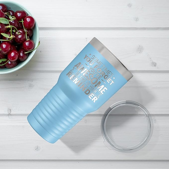 Spotted Dog Company Inspirational Tumbler, Inspirational Gifts for Men Dad Father Wife Sister Women, Birthday For Him Her, You?셱e Awesome Tumbler, Teacher Coworker Gifts 30oz Light Blue