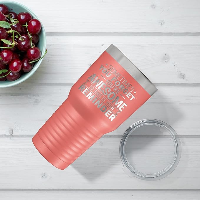 Spotted Dog Company Inspirational Tumbler, Inspirational Gifts for Men Dad Father Wife Sister Women, Birthday For Him Her, You?셱e Awesome Tumbler, Teacher Coworker Gifts 30oz Coral