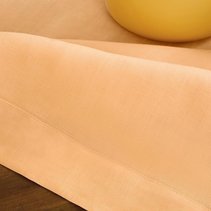 Solino Home Linen Tablecloth for Rectangle Tables 60 x 120 Inch - 100% Pure Linen Peach Table Cloth - Fete, Machine Washable Cloth Tablecloth for Valentines, Spring, Easter