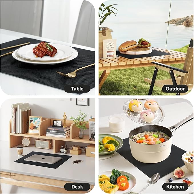 flohar Placemats Set of 12竊똍on-Slip PVC Weave Table Mats Easy to Clean竊똇eat Resistant Place Mats for Kitchen Dining Table Decoration Indoor Outdoor竊똁lack