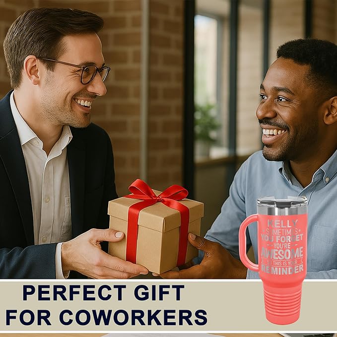 Personalized Inspirational Tumbler, Inspirational Gifts for Men Dad Father Wife Sister Women, Custom Birthday For Him Her, Customized You?셱e Awesome Tumbler, Teacher Coworker Gifts 40oz Coral
