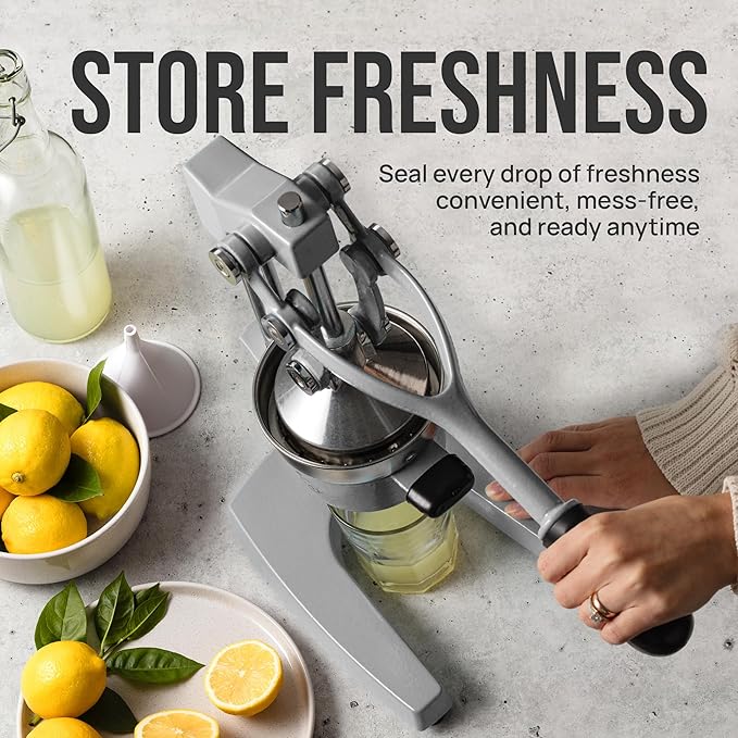 Zulay Kitchen Cast Iron Juicer - Easy-to-Clean Heavy-Duty Manual Juicer, Professional Citrus Juicer - Stainless Steel Lemon Squeezer - Manual Citrus Press & Orange Squeezer - Orange Juicer (Gray)