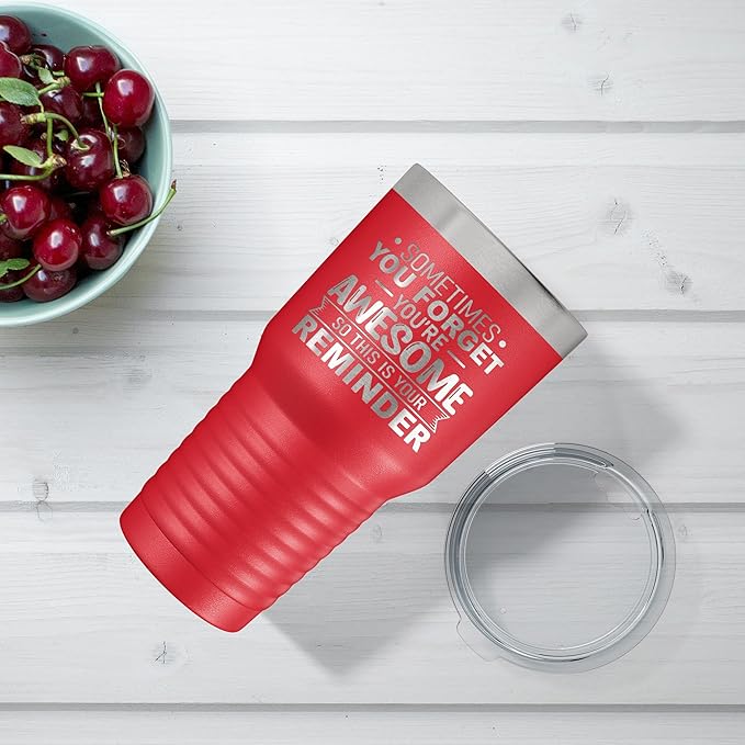 Spotted Dog Company Inspirational Tumbler, Inspirational Gifts for Men Dad Father Wife Sister Women, Birthday For Him Her, You?셱e Awesome Tumbler, Teacher Coworker Gifts 30oz Red
