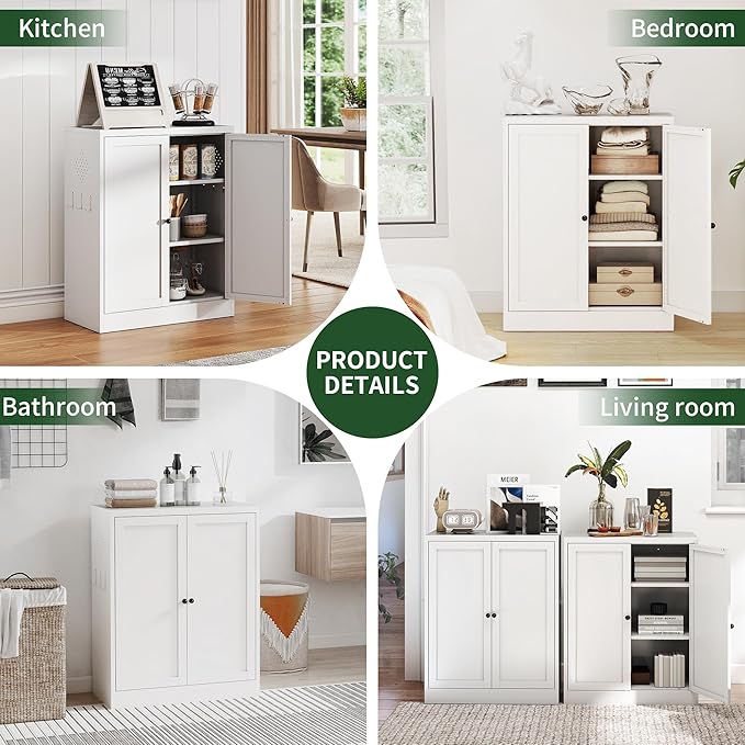 Kitchen Pantry CabinetFarmhouse Utility Storage Cabinet Rust-Resistant for Living Room,Dining Room,Bathroom,Garage,Basement