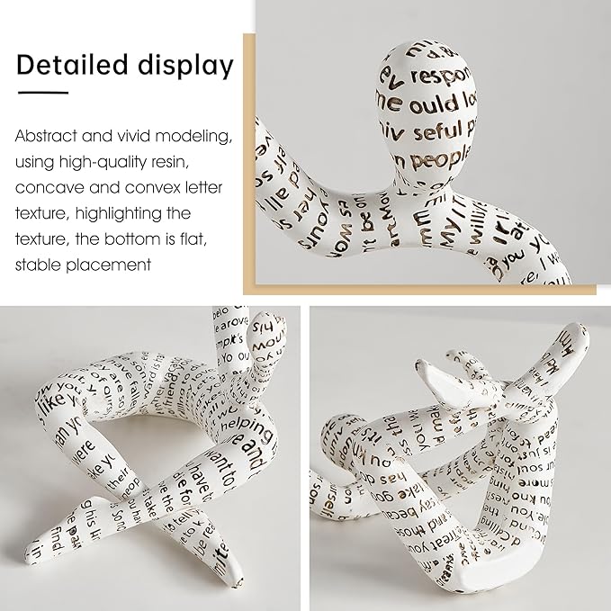 XINXUAN Abstract Wine Bottle Holder Home Decor, Resin Hollow-Out Design Decorative Wine Rack (Letter - White)