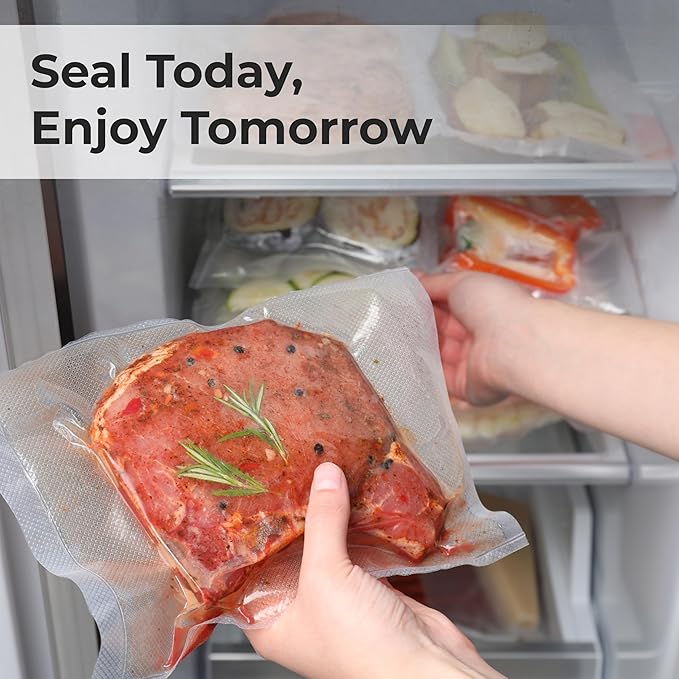 Vacuum Sealer Bags Roll 8" x 50' for Sous Vide and Food Storage, BPA Free, Heavy Duty Commercial Grade Bag Rolls for Meal Prep and Boil Safe Use, 4 Count (200 FT)