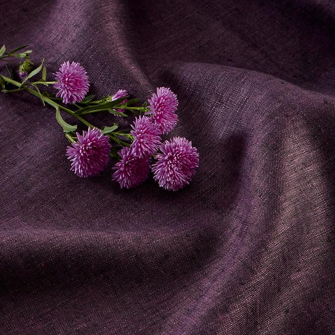 Solino Home Grape Linen Tablecloth 52 x 52 Inch - 100% Pure Linen Square Table Throw - Athena, Machine Washable Tablecloth for Valentines, Spring, Easter