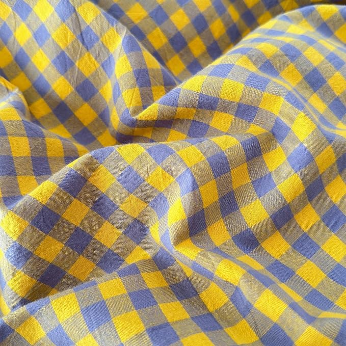 LifeTB Gingham Comforter Set King Modern Style Checkered Plaid Printed Bedding Comforter Set 3 Pieces Boho Grid Comforter King Fluffy Soft Purple Yellow Gingham Bedding Comforter with 2 Pillowcases