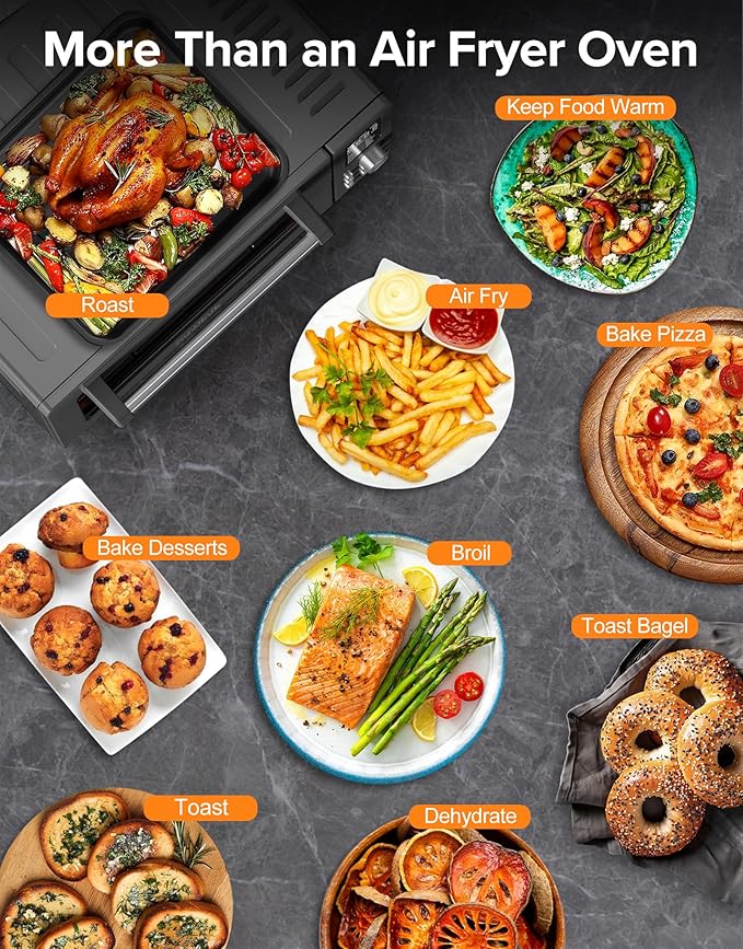 Nuwave Bravo Pro Smart Air Fryer Toaster Oven Combo, Airfryer Convection Oven Countertop, 10-in-1 Functions with Quicker & Even Crisp Technology, 1800W, 50-450째F, PFAS-Free, 21QT, Black